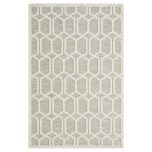VERND-82107 Modern/Contemporary Machine Made Gray/Ivory Polypropylene Indoor/Outdoor Area Rugs - LR Home