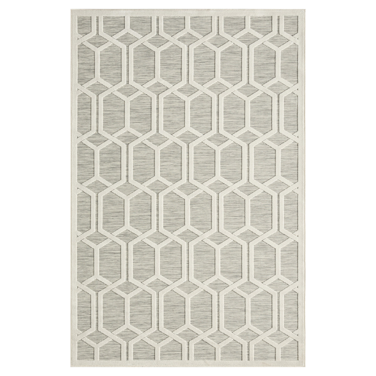 Geometric Hi-Low Modern Gray Indoor Outdoor Area Rug - Silo view