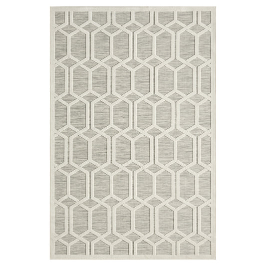 Geometric Hi-Low Modern Gray Indoor Outdoor Area Rug - Silo view