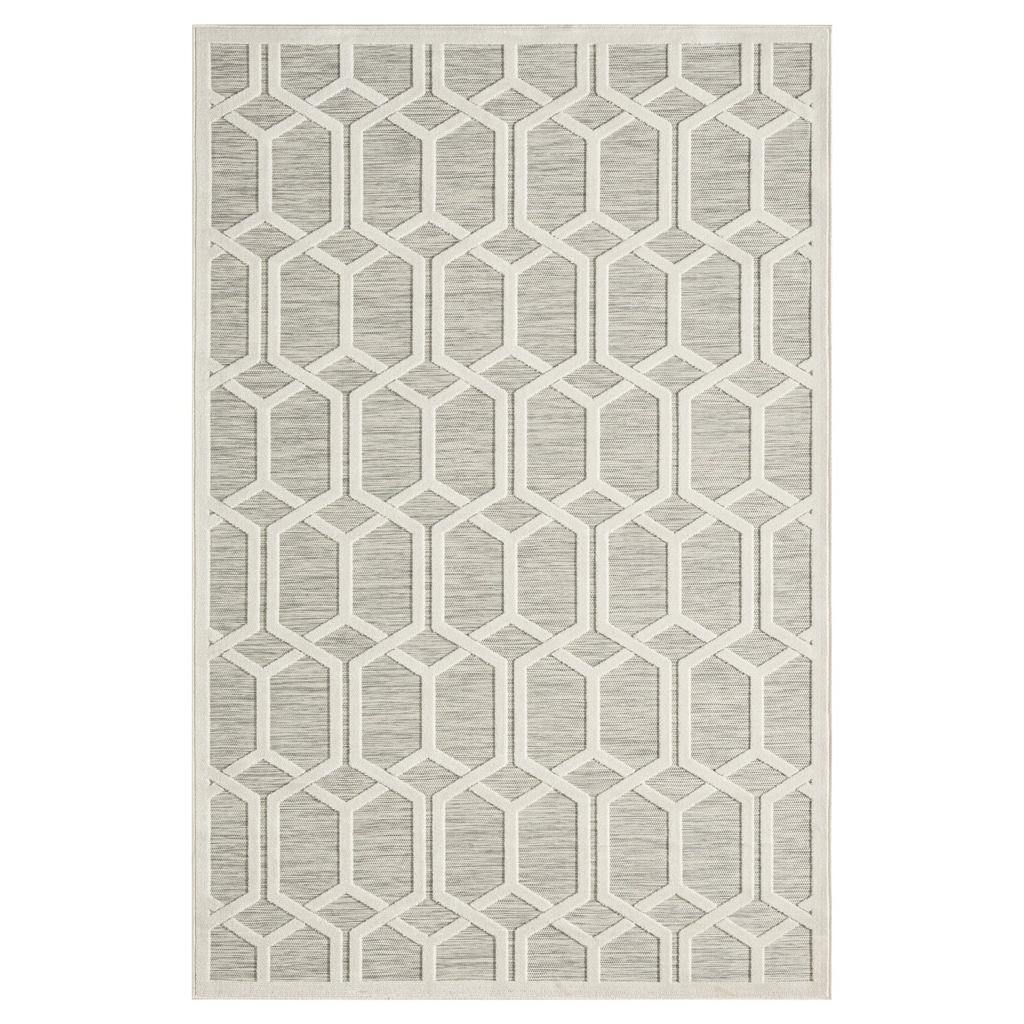 VERND-82107 Modern/Contemporary Machine Made Gray/Ivory Polypropylene Indoor/Outdoor Area Rugs - LR Home