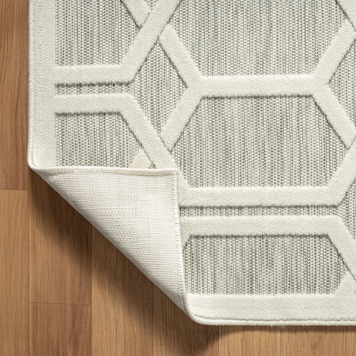 Geometric Hi-Low Modern Gray Indoor Outdoor Area Rug - close-up detail