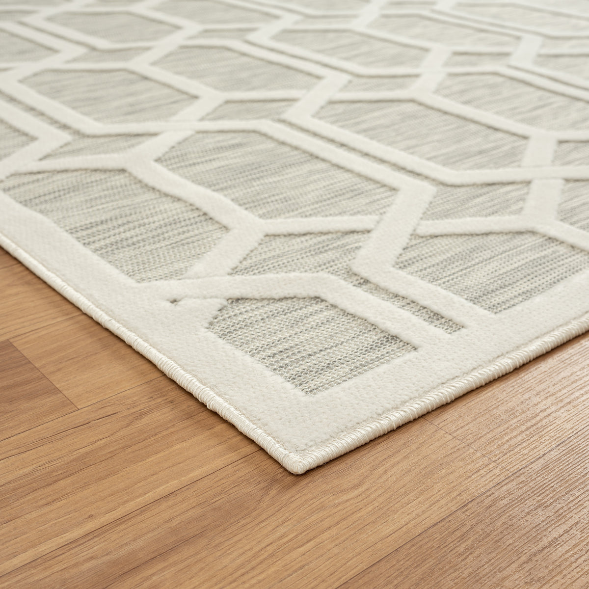 Geometric Hi-Low Modern Gray Indoor Outdoor Area Rug - back view