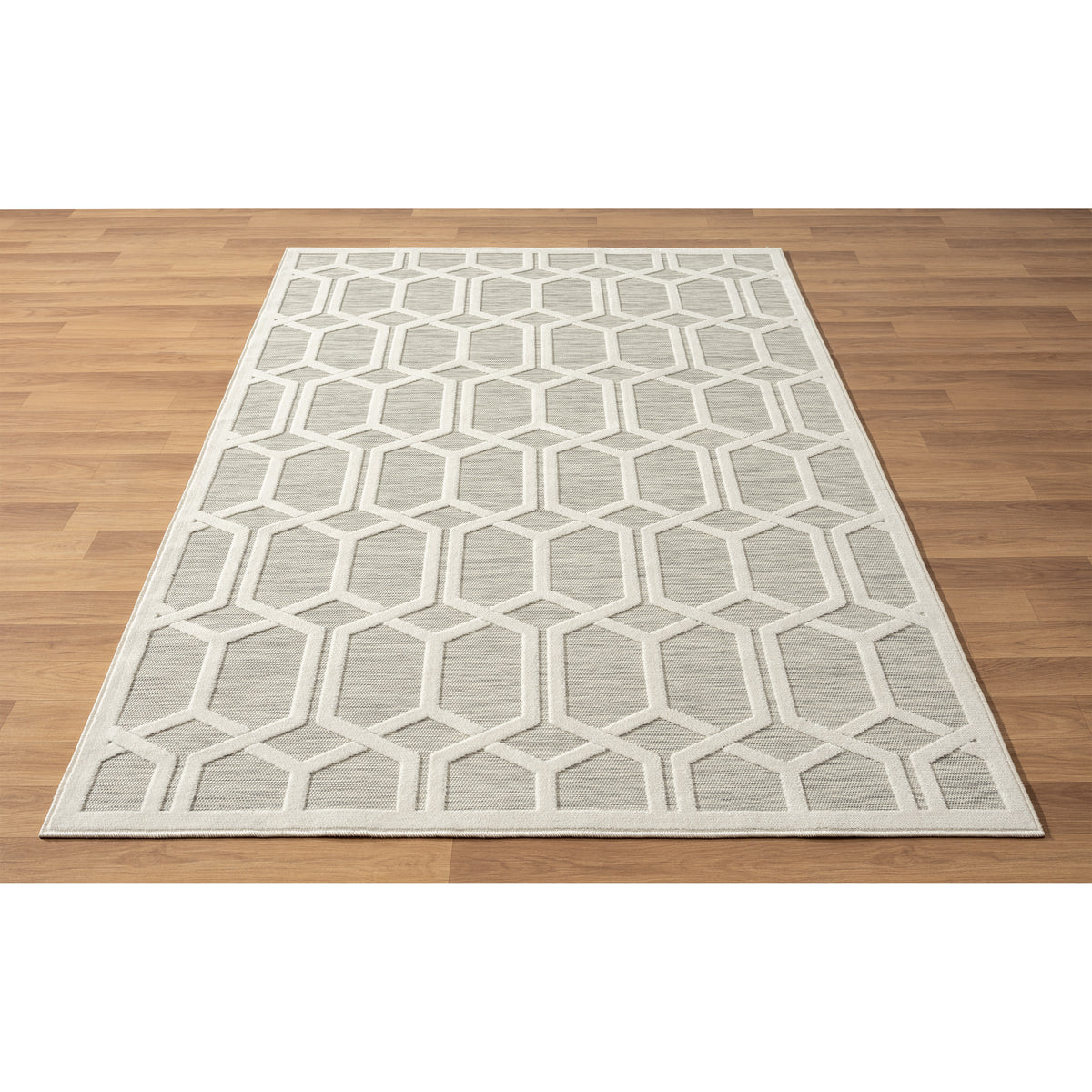 Geometric Hi-Low Modern Gray Indoor Outdoor Area Rug - color swatch