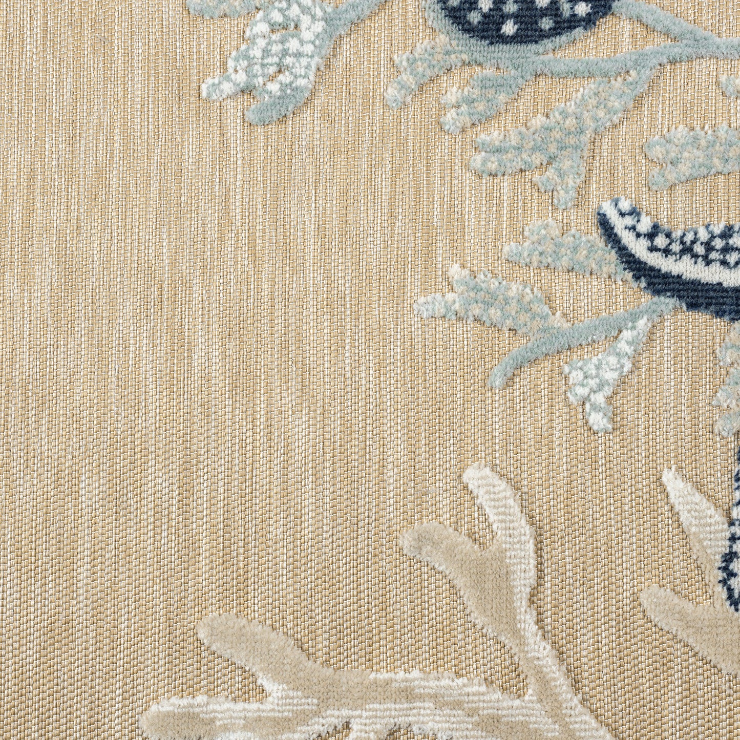 Veranda-82753 Nautical Power-Loomed Natural Blue Polypropylene Indoor/Outdoor Area Rug - LR Home