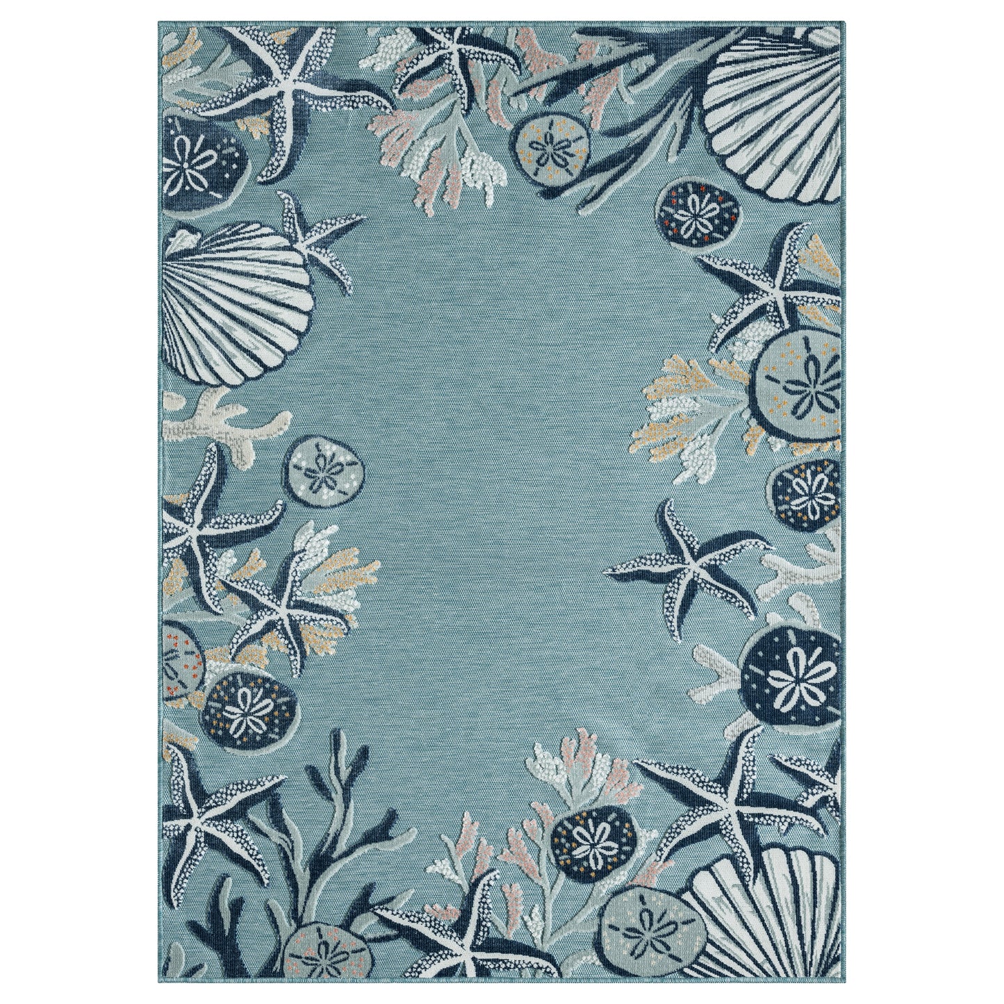 Veranda-82754 Coastal Power-Loomed Aqua Blue Polypropylene Indoor/Outdoor Area Rug - LR Home