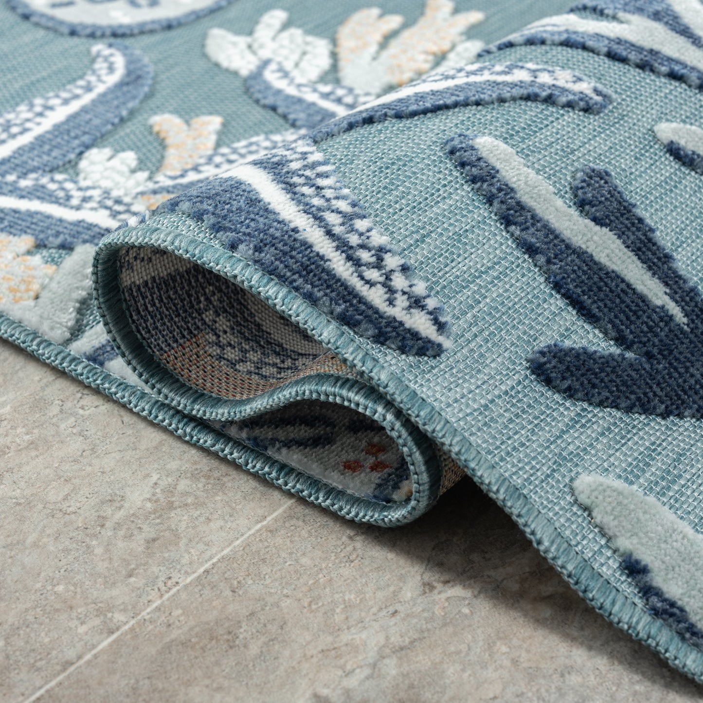 Veranda-82754 Coastal Power-Loomed Aqua Blue Polypropylene Indoor/Outdoor Area Rug - LR Home