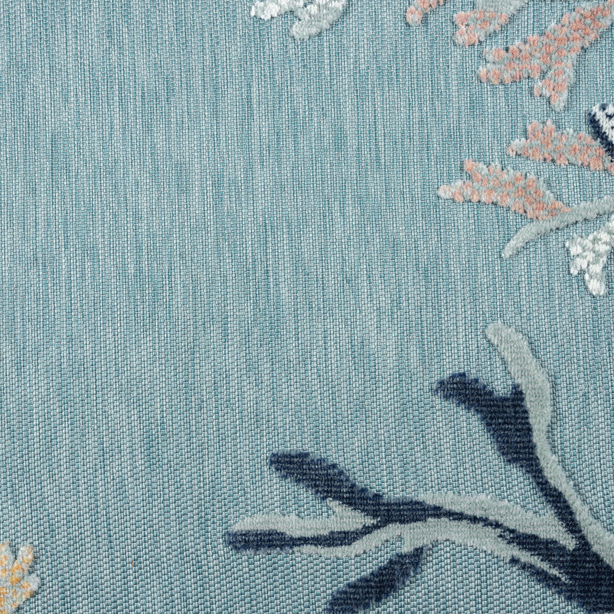 Aqua/Blue Coastal Floral/Botanical Performance Indoor/Outdoor Area Rugs - color swatch