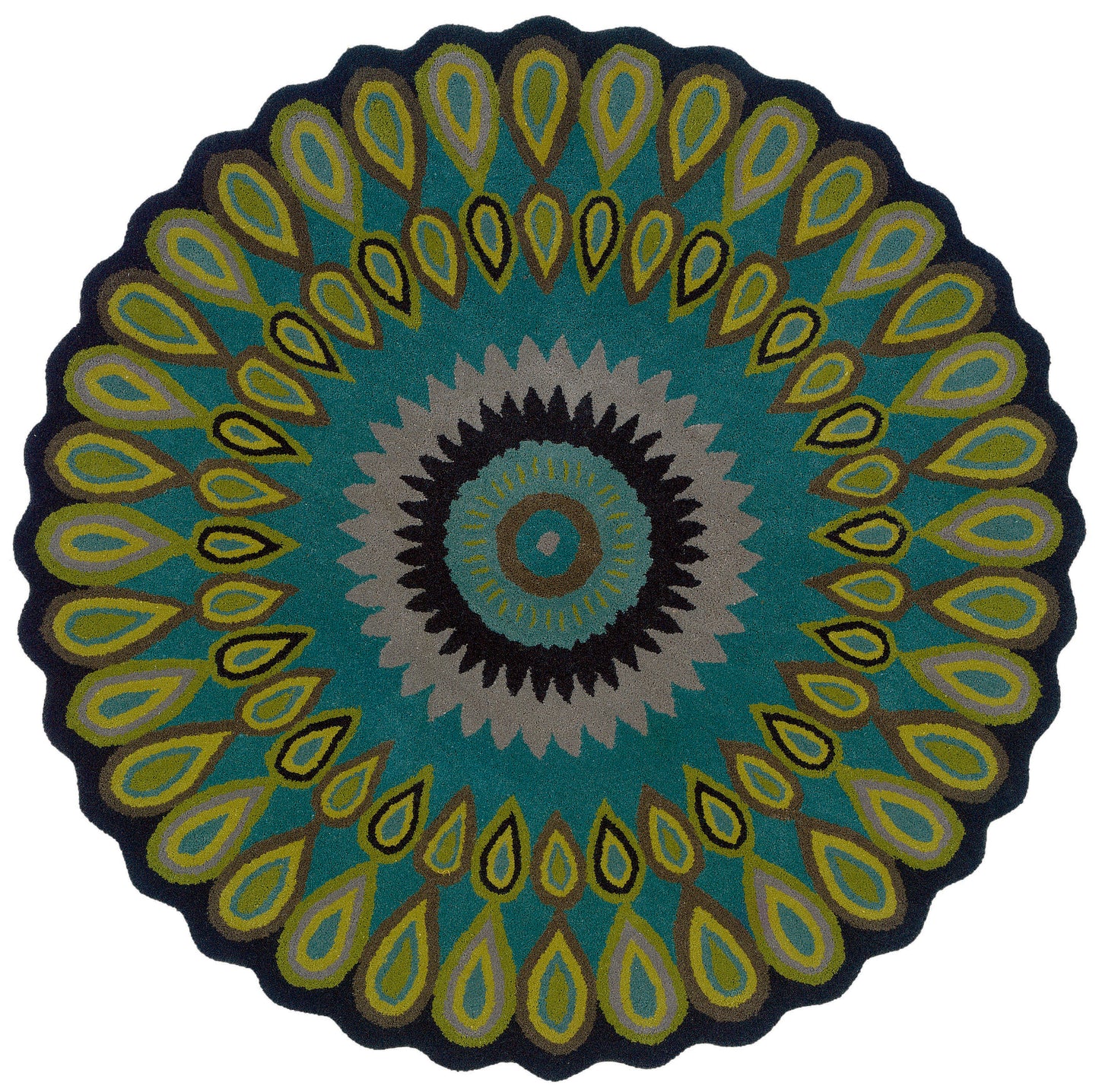 Vibrance-03540 Contemporary Hand-Tufted Blue/Green Cotton Indoor Area Rug - LR Home