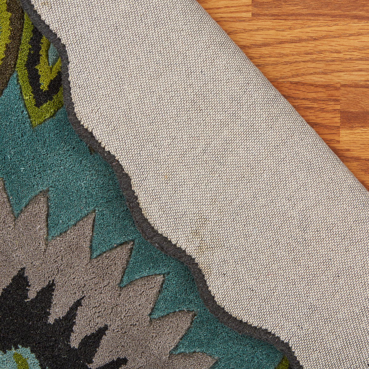 Traditional Peacock Indoor Area Rug - back view