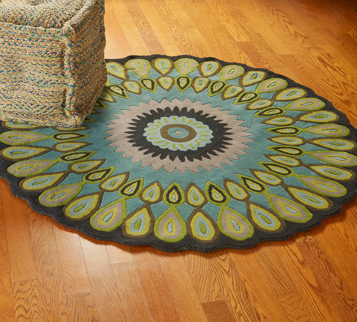 Traditional Peacock Indoor Area Rug - lifestyle view