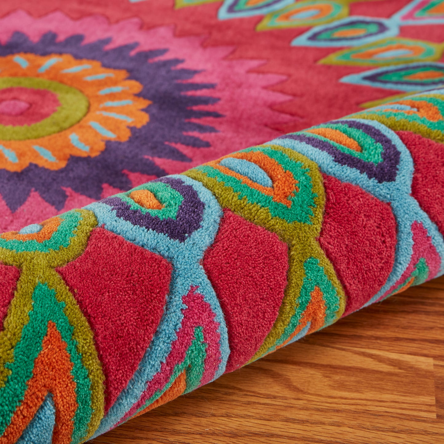 Vibrance-03540 Contemporary Hand-Tufted Green/Purple Cotton Indoor Area Rug - LR Home
