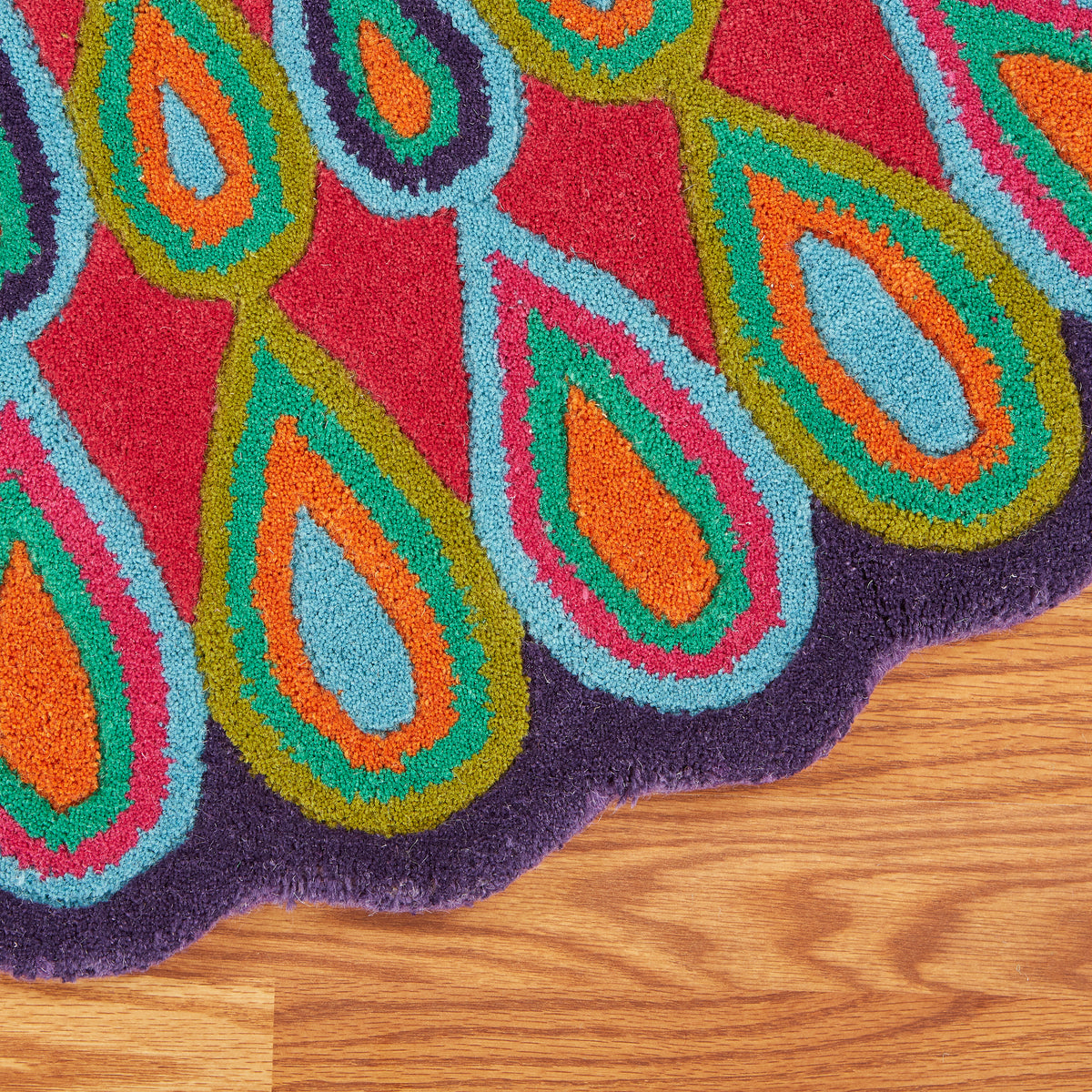 Pink Peacock Indoor Area Rug - corner view