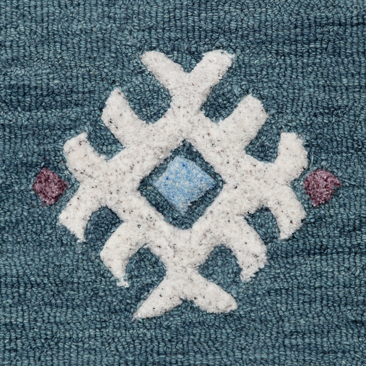 Hand Tufted Blue Bordered Geometric Round Rug - color swatch