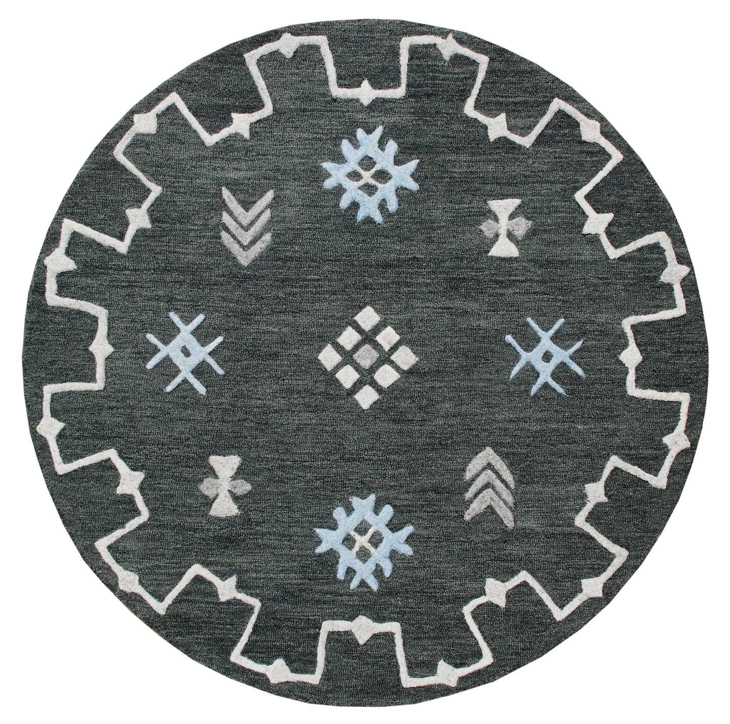 VIBRA-03563 Transitional/Casual Hand-Tufted Charcoal/Cream/Blue Wool Indoor Area Rugs - LR Home