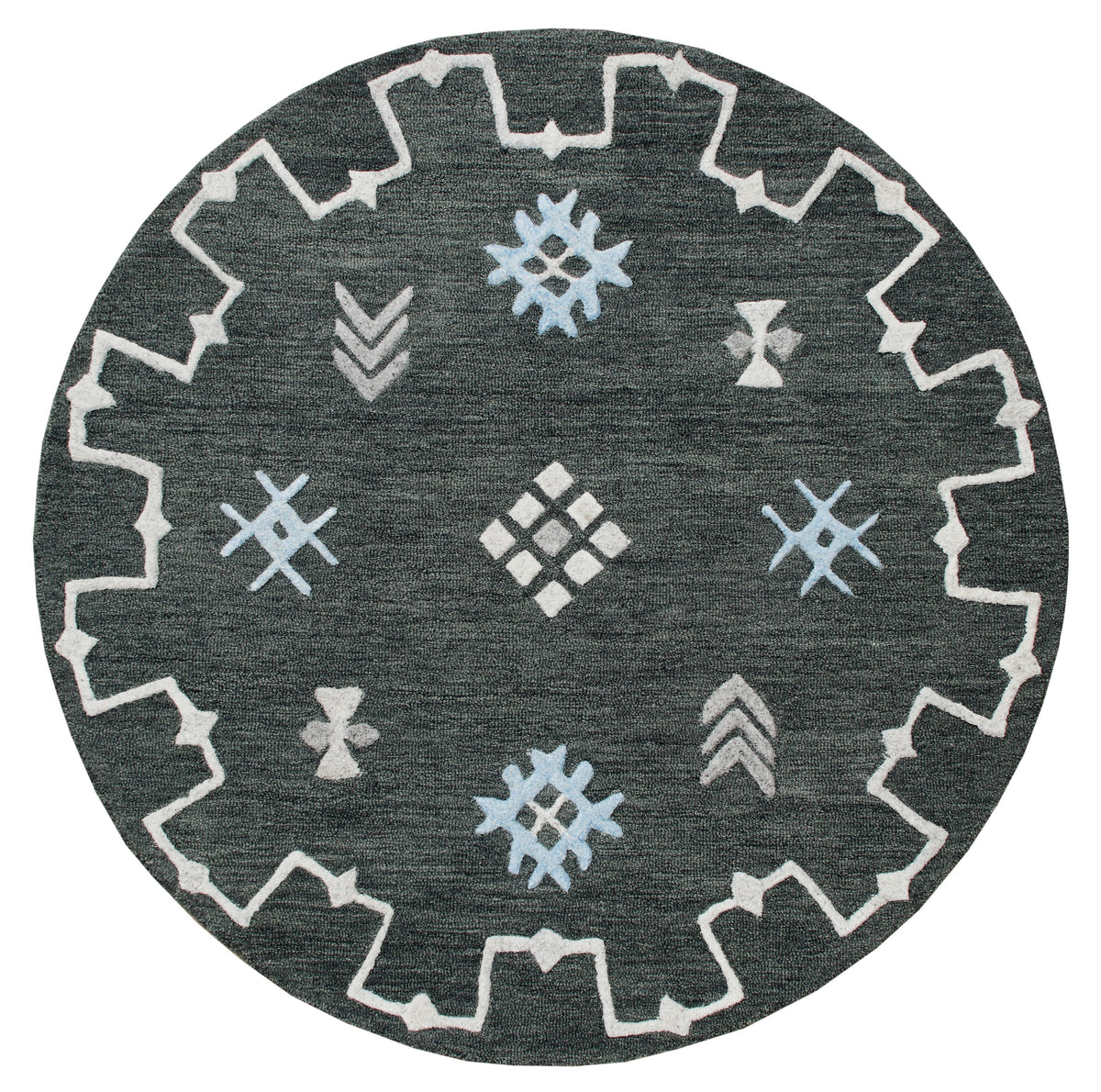 Evette Rios Vibrance Hand Tufted Charcoal Geometric/Bordered Area Rug - Silo view