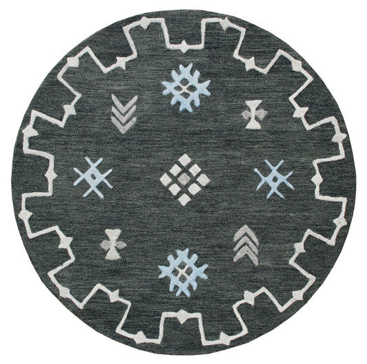 Evette Rios Vibrance Hand Tufted Charcoal Geometric/Bordered Area Rug - Silo view