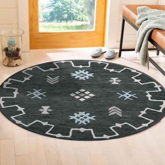 Vibrance-03563 Contemporary Hand-Tufted Charcoal Black Cotton Indoor Area Rug - LR Home