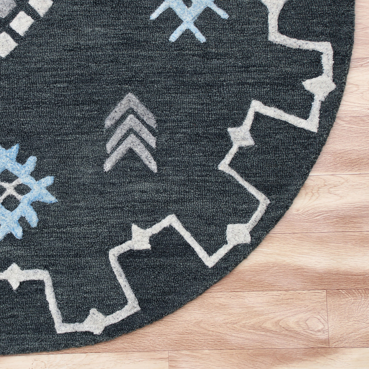 Evette Rios Vibrance Hand Tufted Charcoal Geometric/Bordered Area Rug - corner view