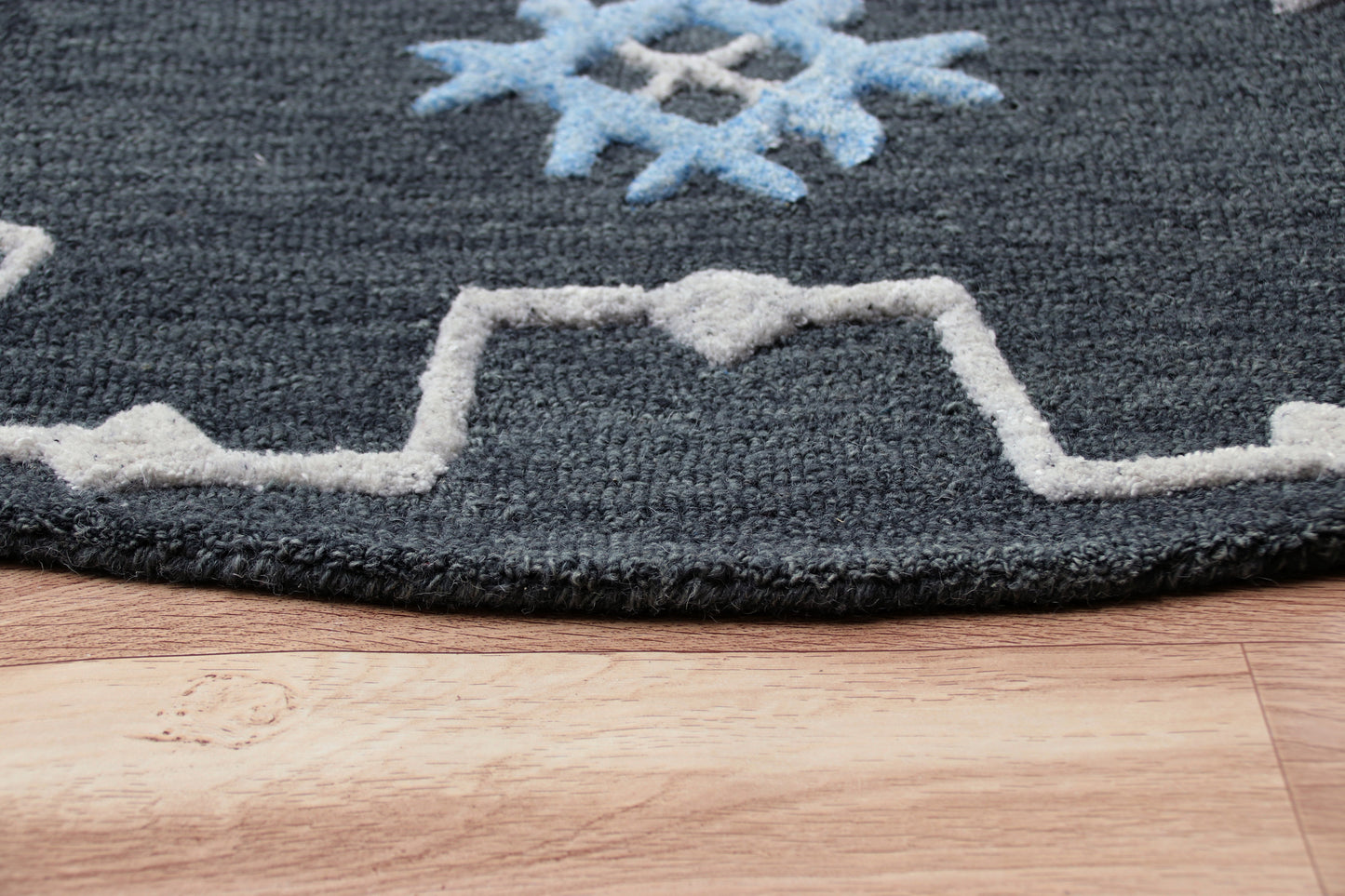 VIBRA-03563 Transitional/Casual Hand-Tufted Charcoal/Cream/Blue Wool Indoor Area Rugs - LR Home