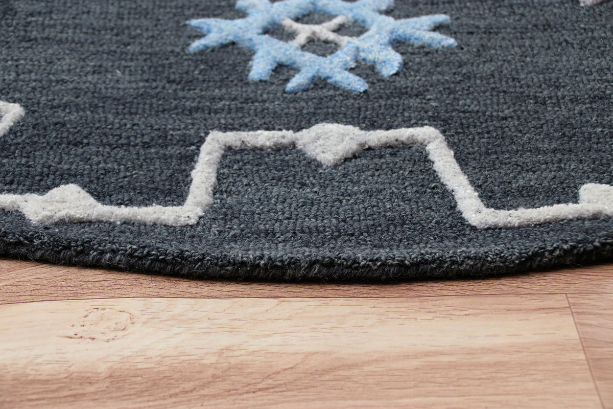 Evette Rios Vibrance Hand Tufted Charcoal Geometric/Bordered Area Rug - side angle view
