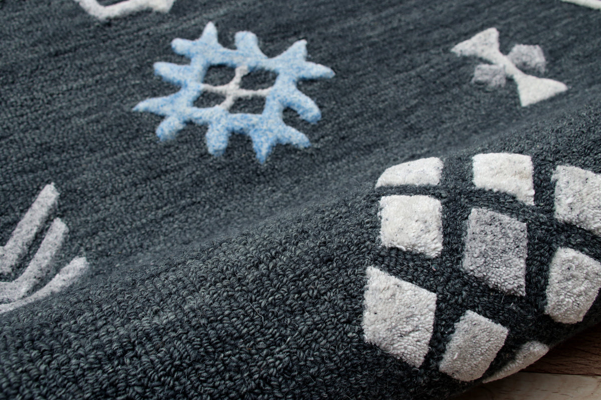 Evette Rios Vibrance Hand Tufted Charcoal Geometric/Bordered Area Rug - close-up detail