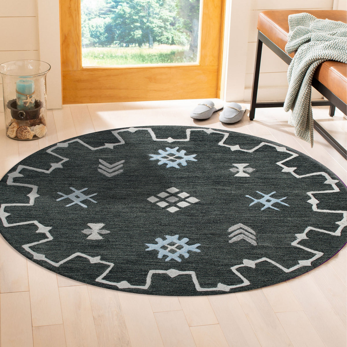 Evette Rios Vibrance Hand Tufted Charcoal Geometric/Bordered Area Rug - lifestyle view