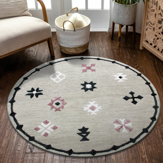 Vibrance-03564 Contemporary Hand-Tufted Gray Cotton Indoor Area Rug - LR Home