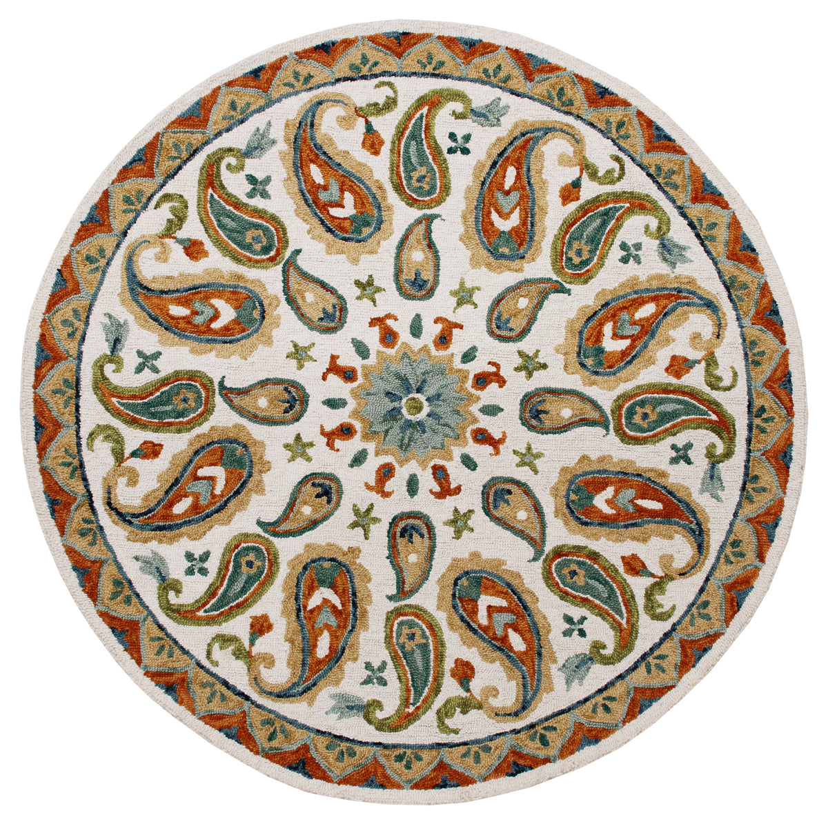 Multicolored Paisley Paradise Medallion Round Rug - Silo view