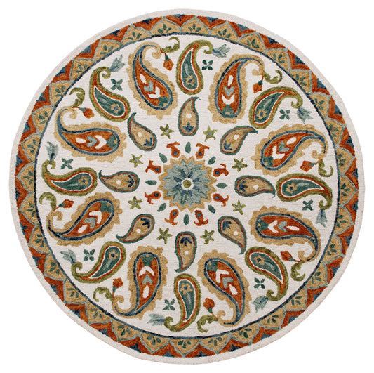 Multicolored Paisley Paradise Medallion Round Rug - Silo view