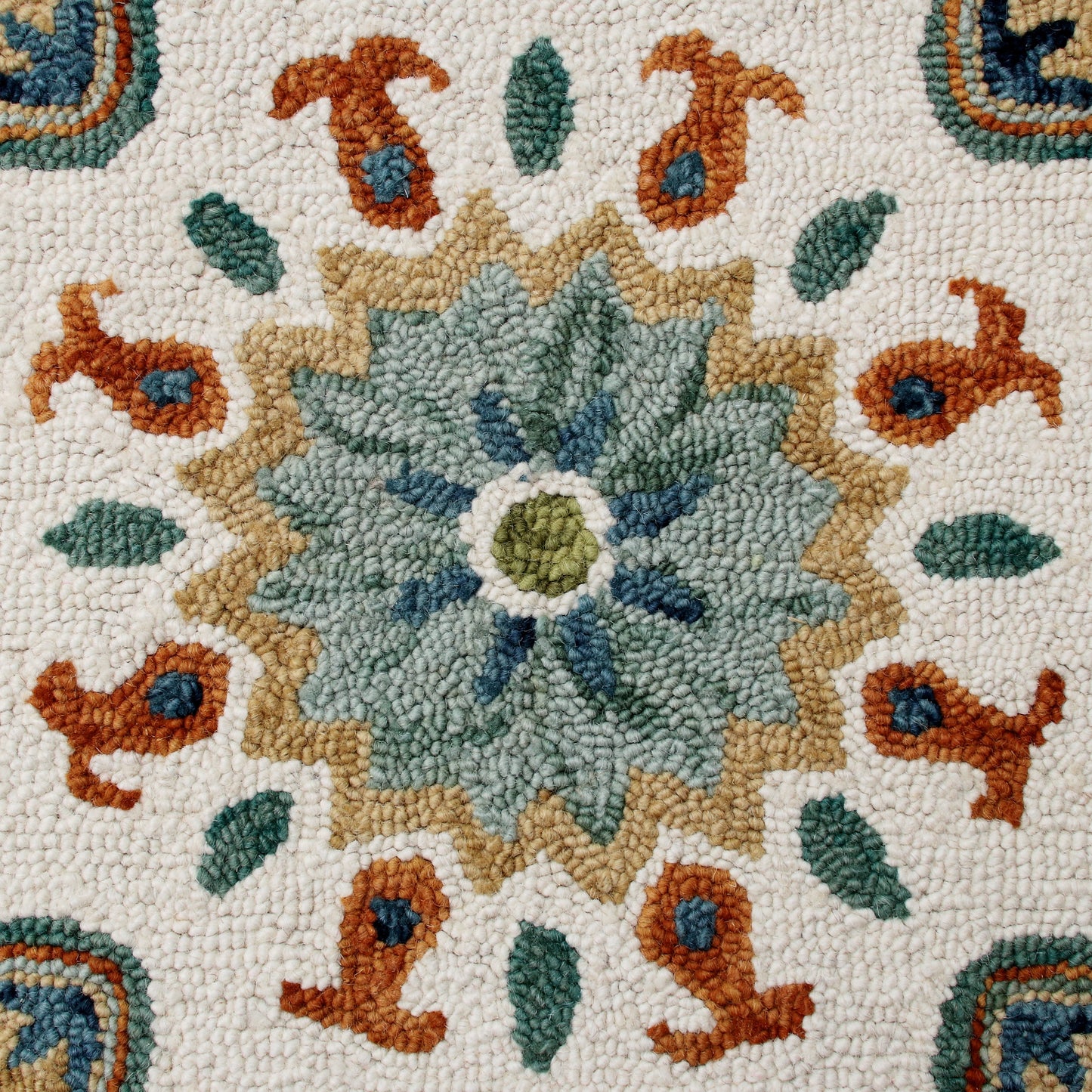 VIBRA-03565 Bohemian/Eclectic Hand-Tufted Green/Blue/Ivory Wool Indoor Area Rugs - LR Home