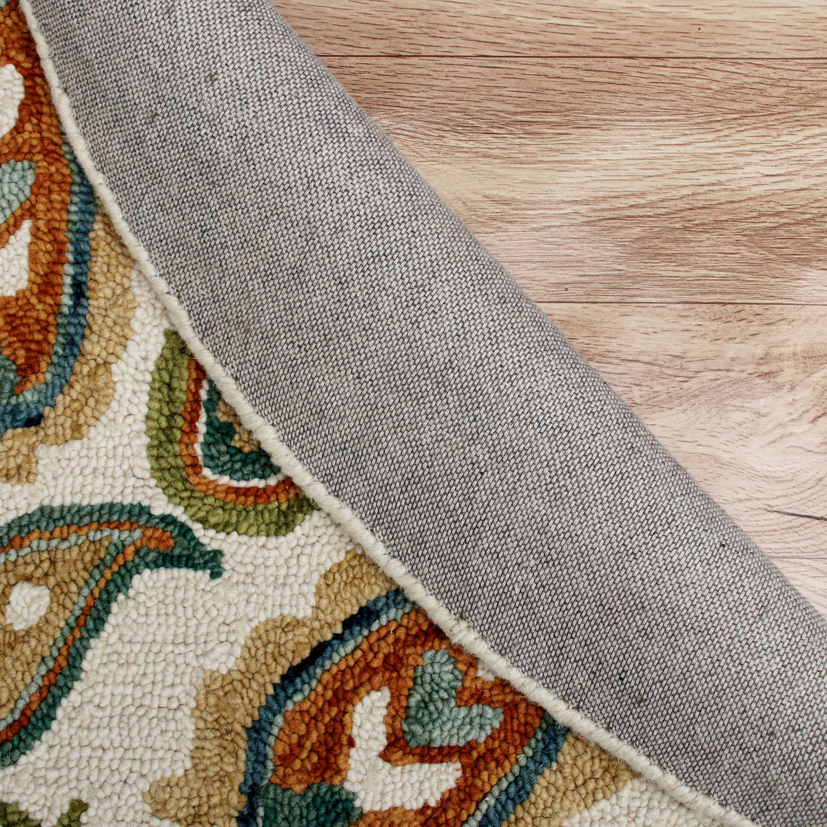 Multicolored Paisley Paradise Medallion Round Rug - back view
