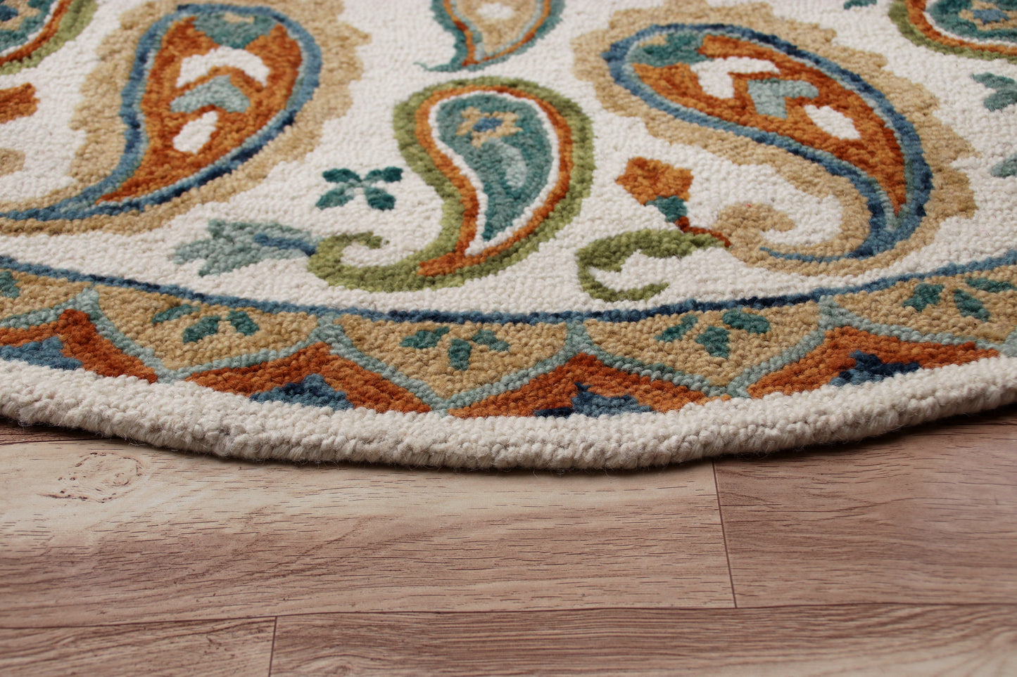 VIBRA-03565 Bohemian/Eclectic Hand-Tufted Green/Blue/Ivory Wool Indoor Area Rugs - LR Home