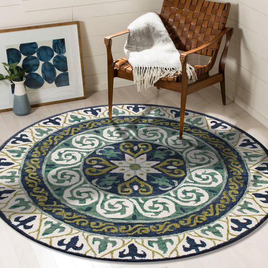 Vibrance-03567 Contemporary Hand-Tufted Ivory/Blue Cotton Indoor Area Rug - LR Home