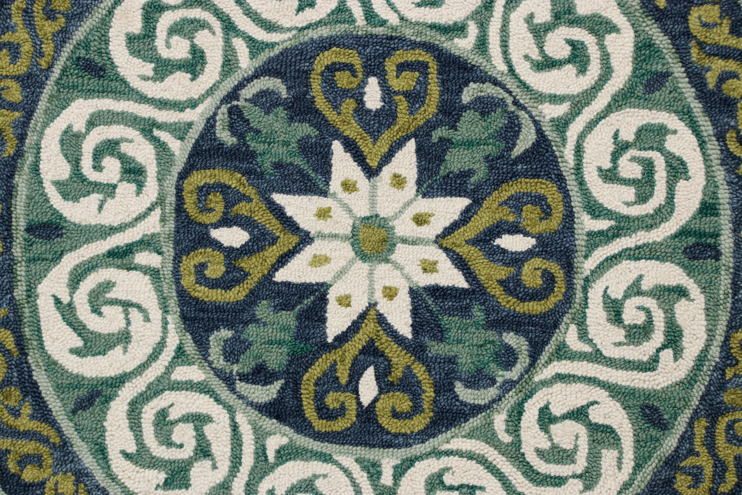 VIBRA-03567 Bohemian/Eclectic Hand-Tufted Blue/Green/Ivory Wool Indoor Area Rugs - LR Home