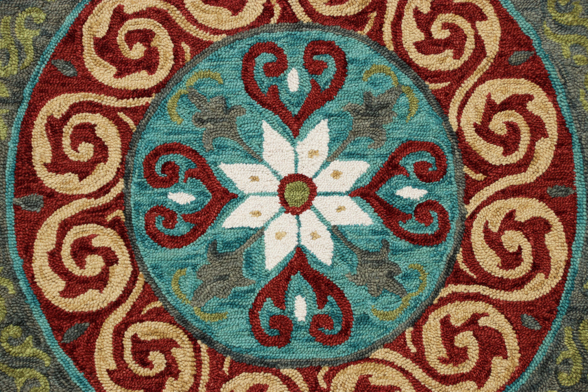 Southwestern Stunner Ivory and Red Round Rug - color swatch