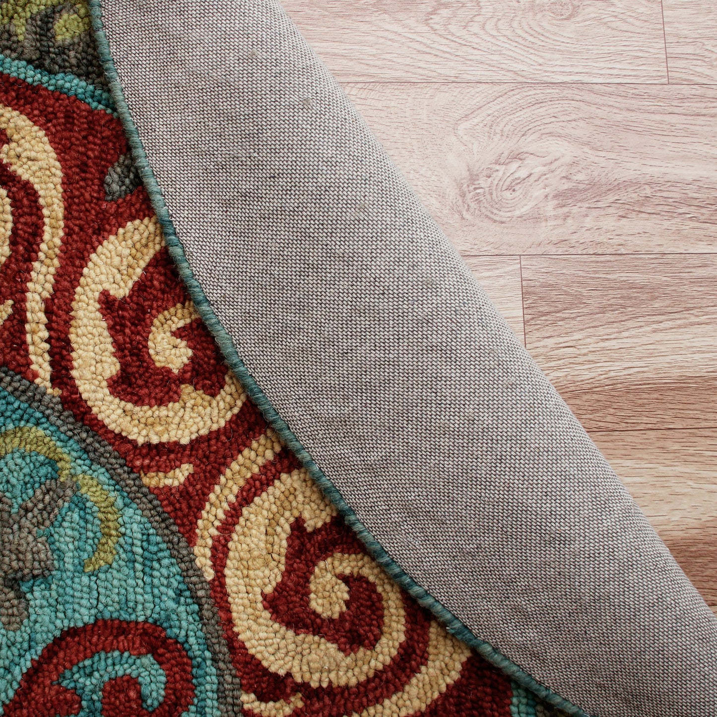 Vibrance-03568 Farmhouse Hand-Tufted Gray/Red Cotton Indoor Area Rug - LR Home