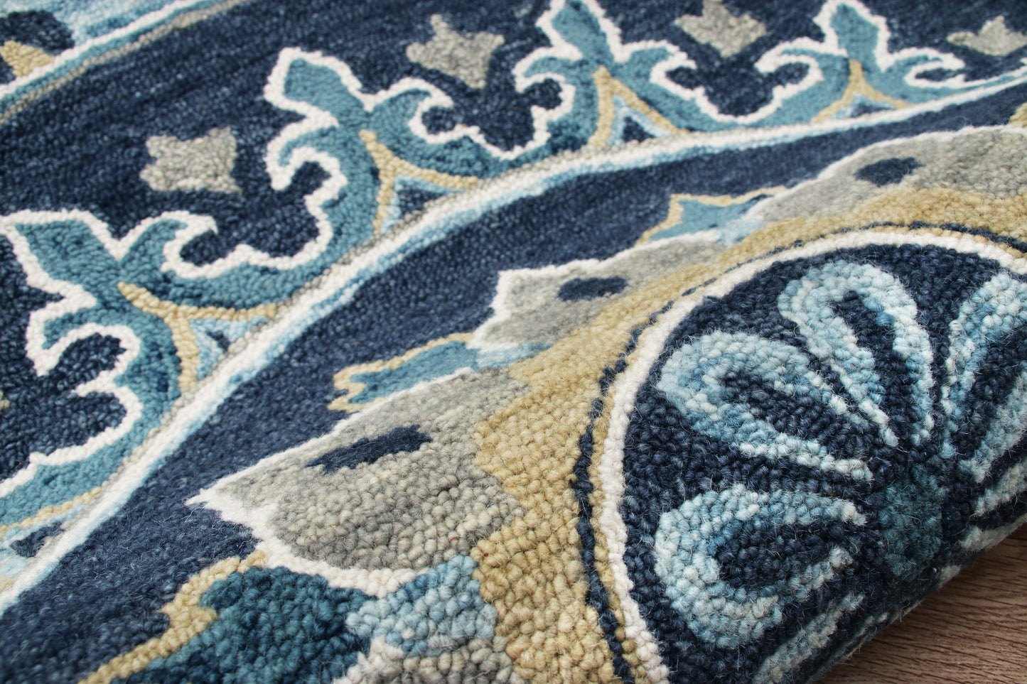 Vibrance-03569 Farmhouse Hand-Tufted Blue Cotton Indoor Area Rug - LR Home