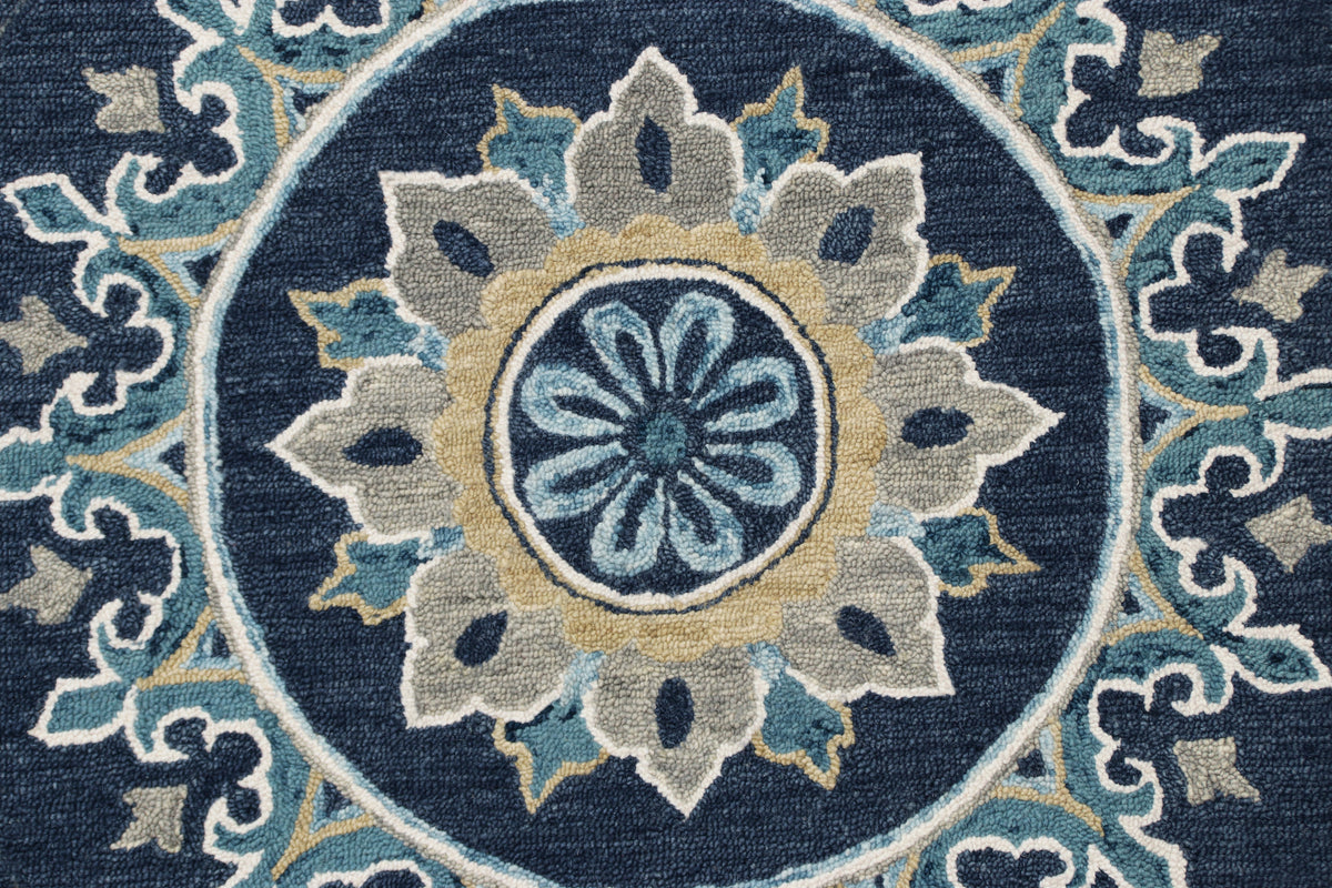 Blue Floral Gardens Medallion Round Rug - color swatch