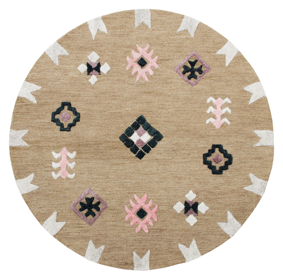 Evette Rios Vibrance Hand Tufted Taupe Geometric Area Rug - Silo view