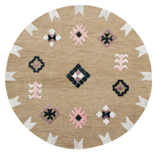 Evette Rios Vibrance Hand Tufted Taupe Geometric Area Rug - Silo view