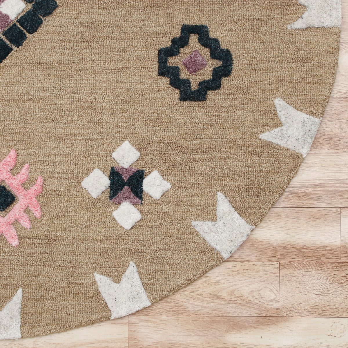 Evette Rios Vibrance Hand Tufted Taupe Geometric Area Rug - corner view