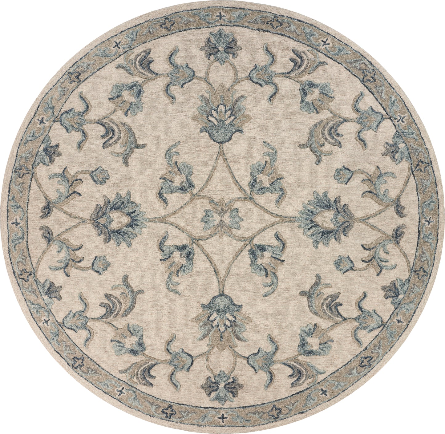 VICTO-81581 Transitional/Casual Hand-Tufted Ivory/Light Blue  Wool Indoor Area Rugs - LR Home