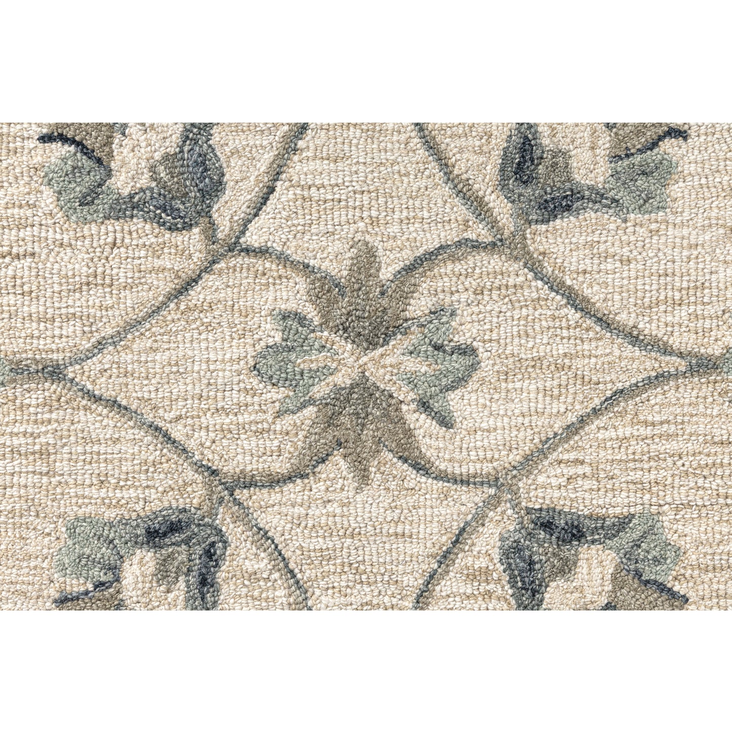 Victorian-81581 Traditional Hand-Tufted Ivory/Light Blue Cotton Indoor Area Rug - LR Home