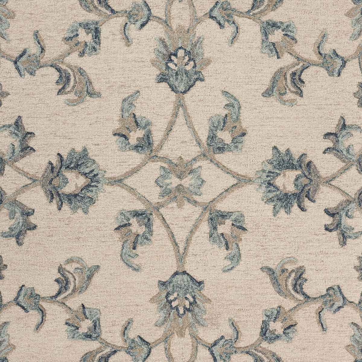 Mirroring Ivory and Blue Floral Bloom Area Rug - color swatch