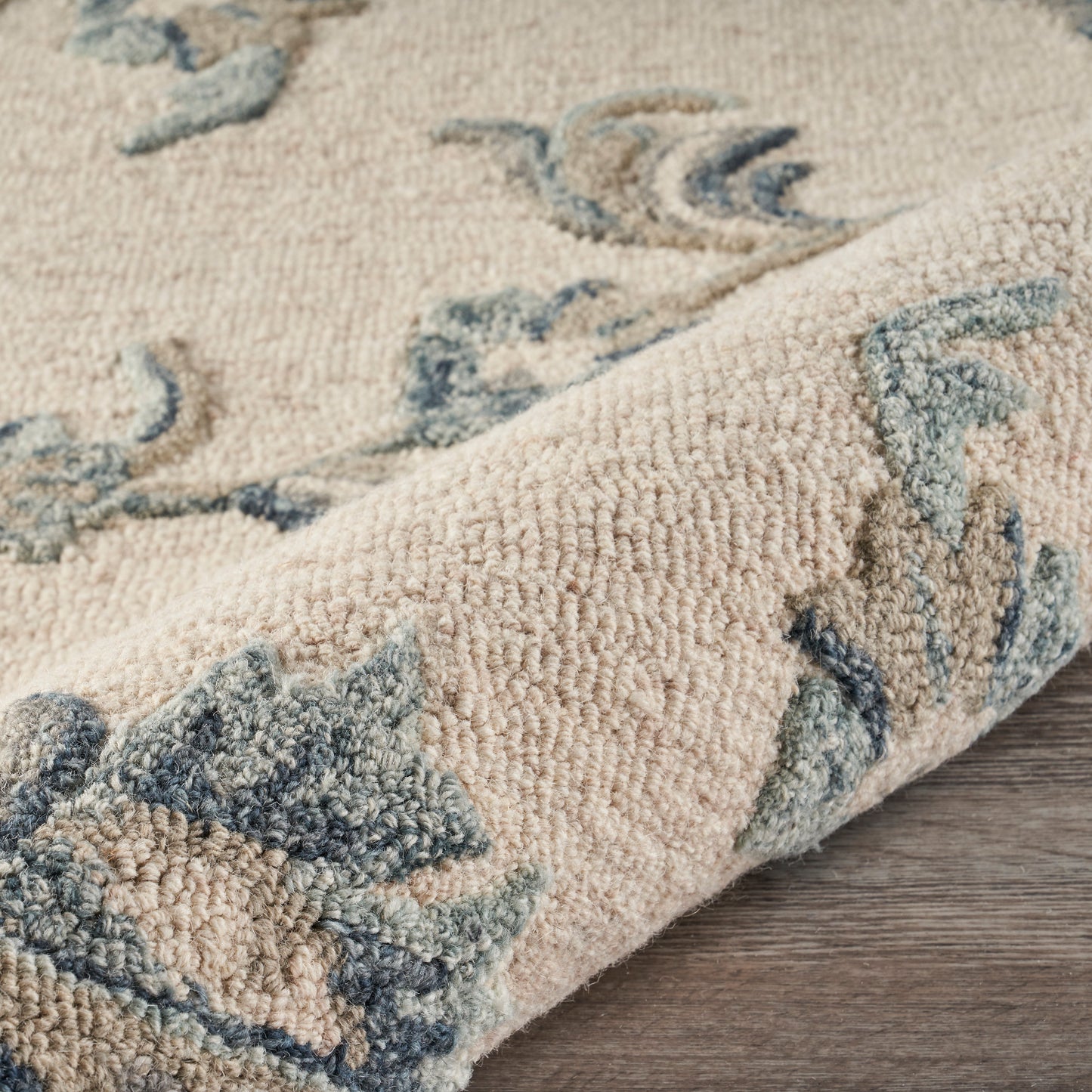 VICTO-81581 Transitional/Casual Hand-Tufted Ivory/Light Blue  Wool Indoor Area Rugs - LR Home