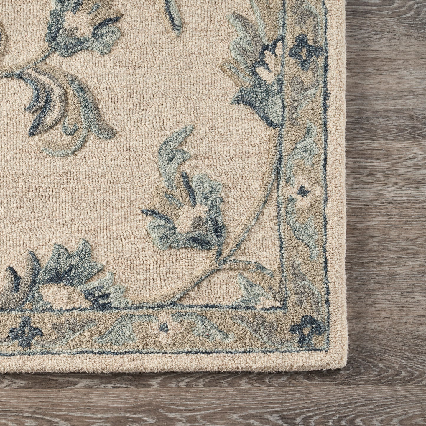 VICTO-81581 Transitional/Casual Hand-Tufted Ivory/Light Blue  Wool Indoor Area Rugs - LR Home