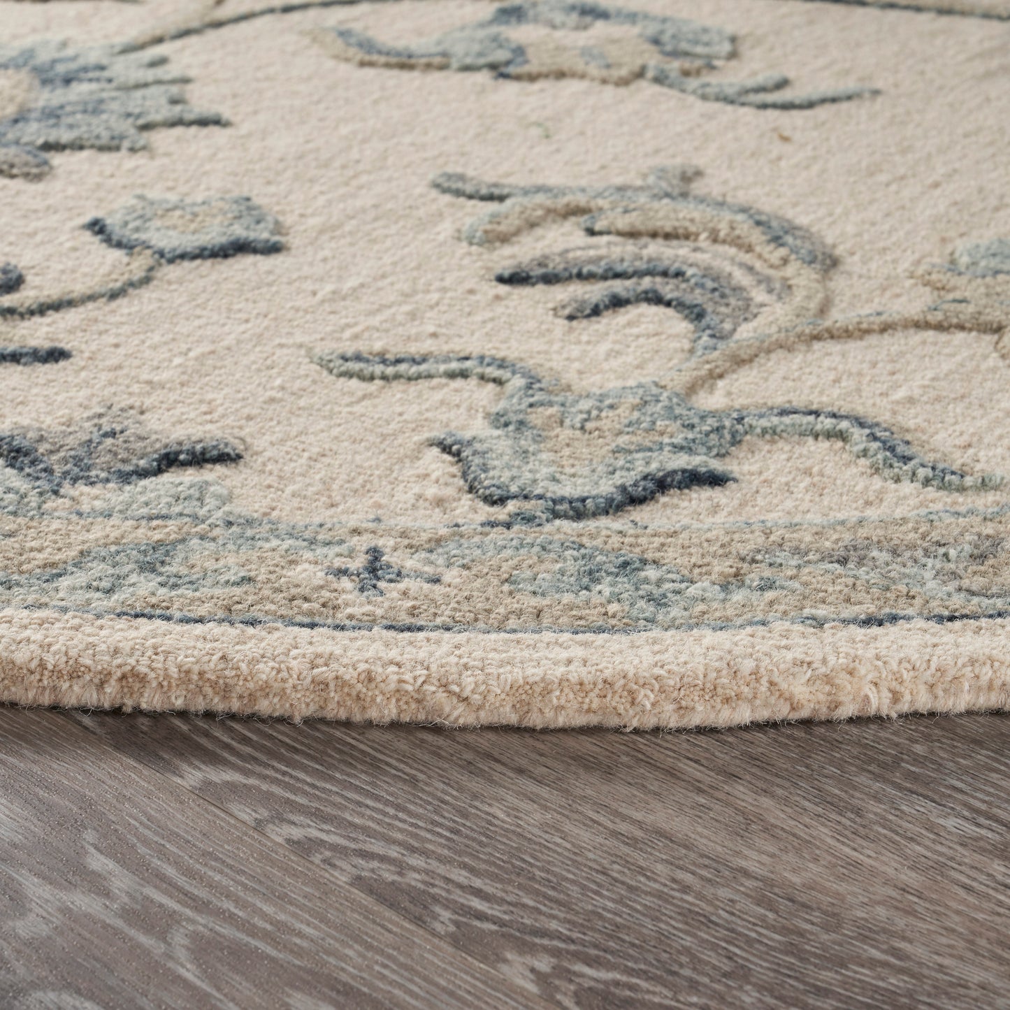 VICTO-81581 Transitional/Casual Hand-Tufted Ivory/Light Blue  Wool Indoor Area Rugs - LR Home