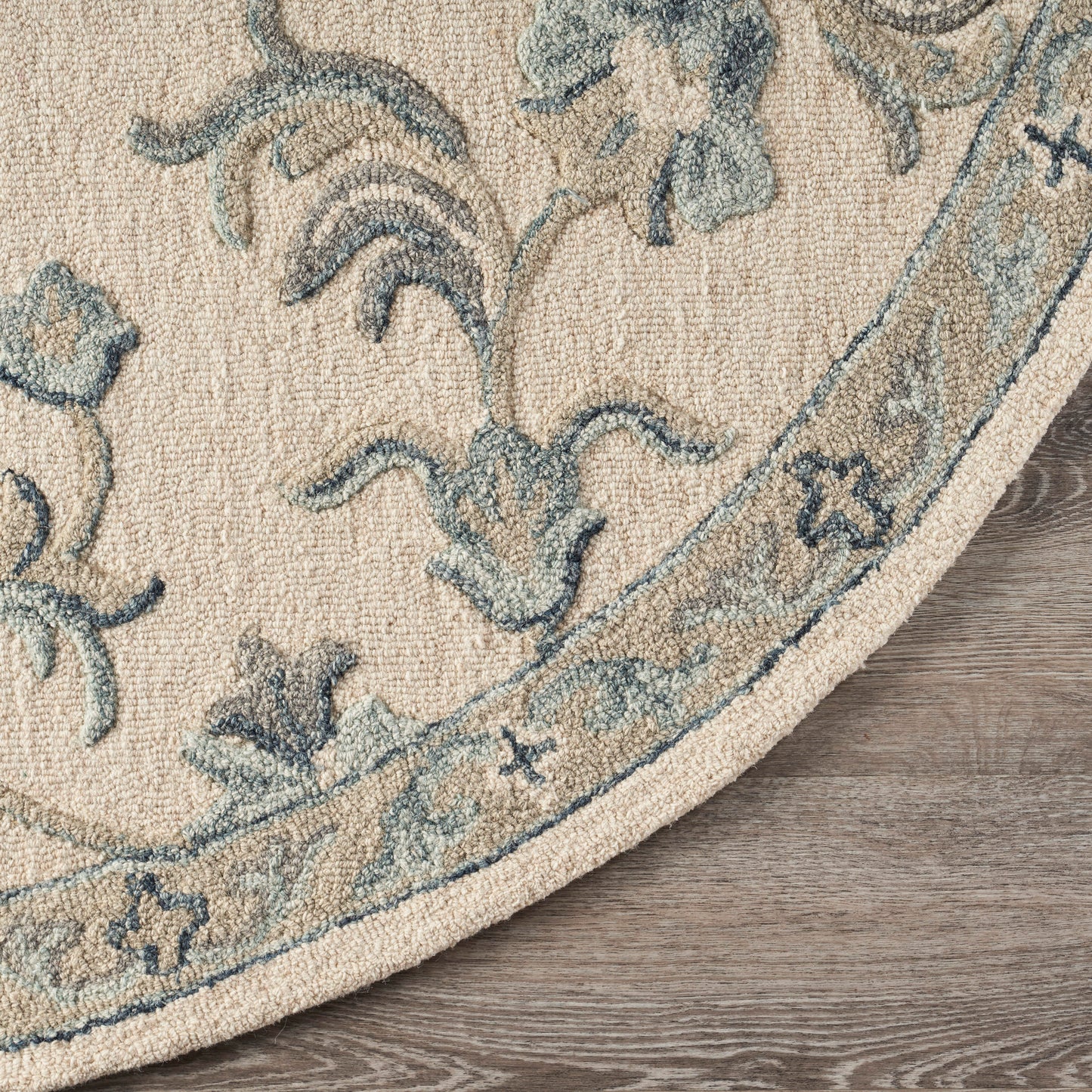VICTO-81581 Transitional/Casual Hand-Tufted Ivory/Light Blue  Wool Indoor Area Rugs - LR Home