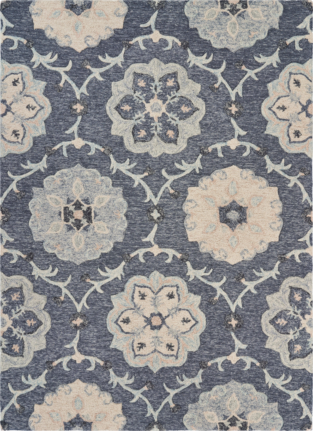 Deep Gray Floral Garden Area Rug - Silo view