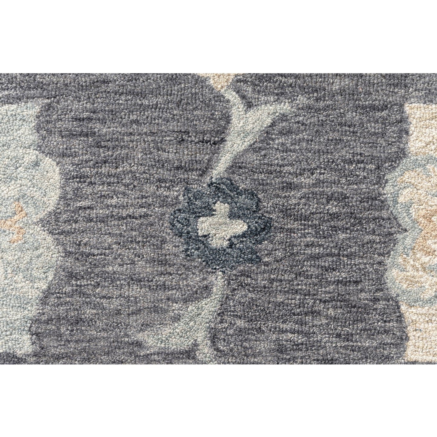 Victorian-81582 Traditional Hand-Tufted Dark Gray/Blue Cotton Indoor Area Rug - LR Home